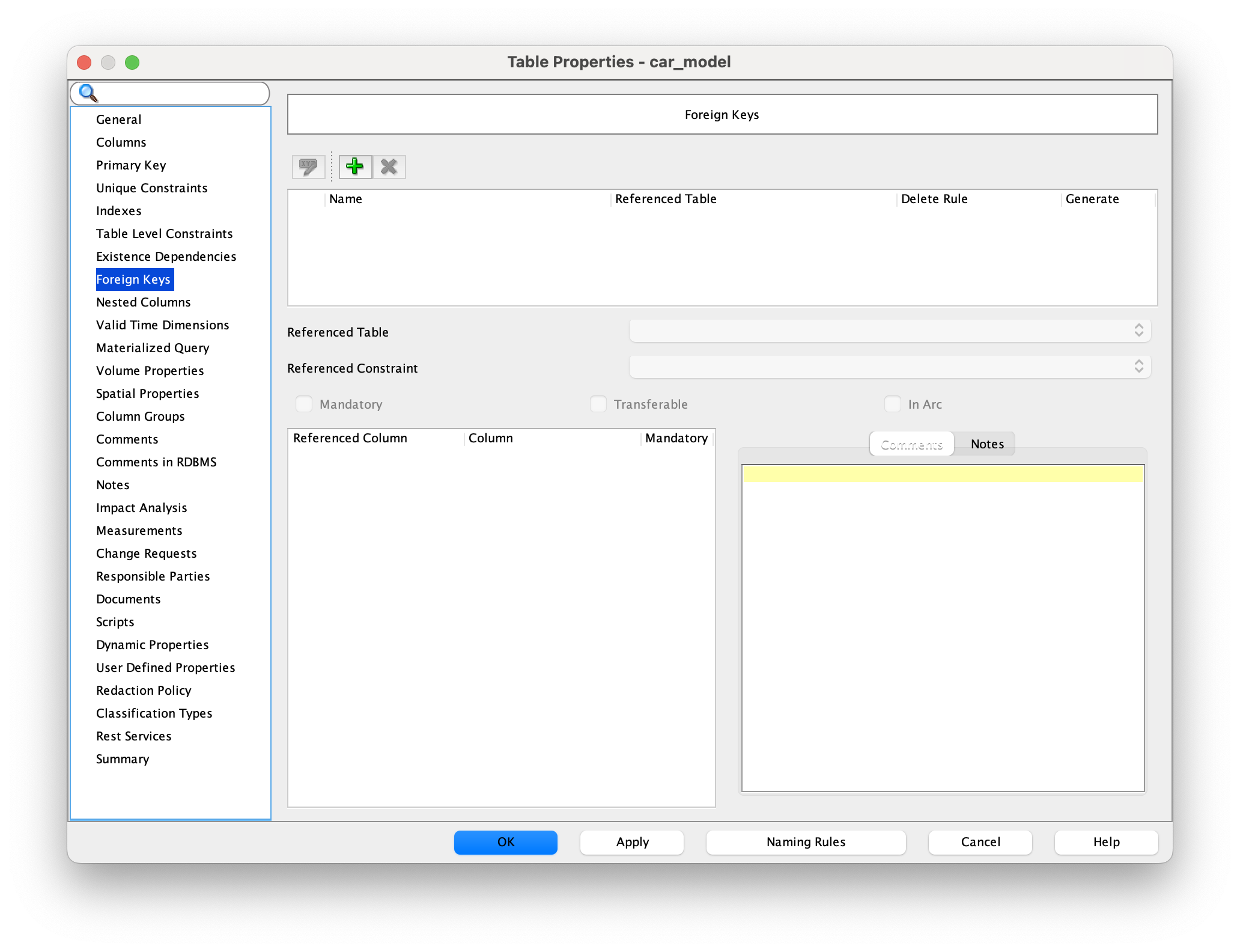 foreign keys screen