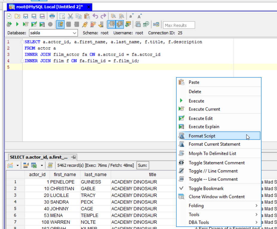 Format Script
