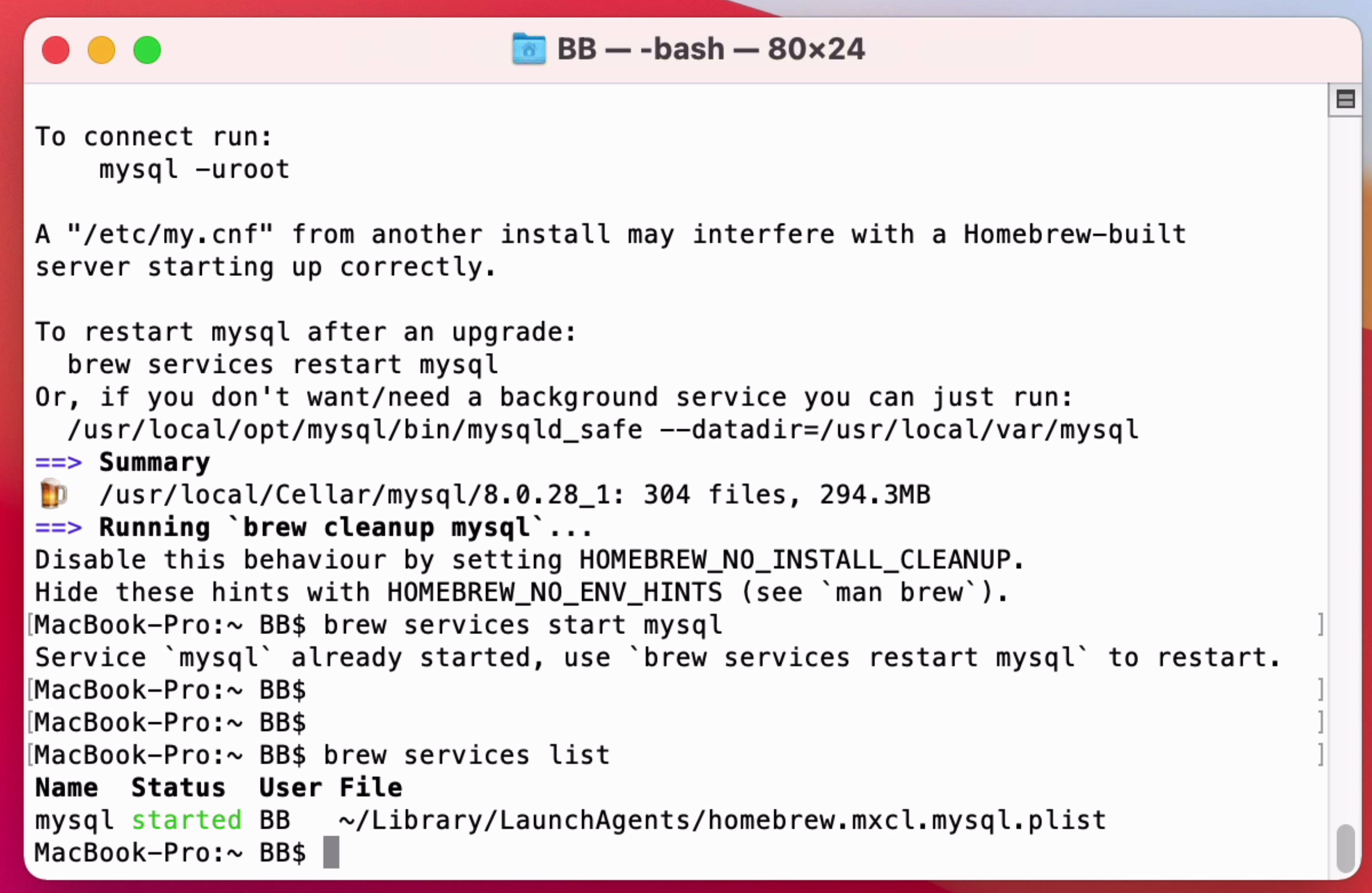 mysql homebrew 11
