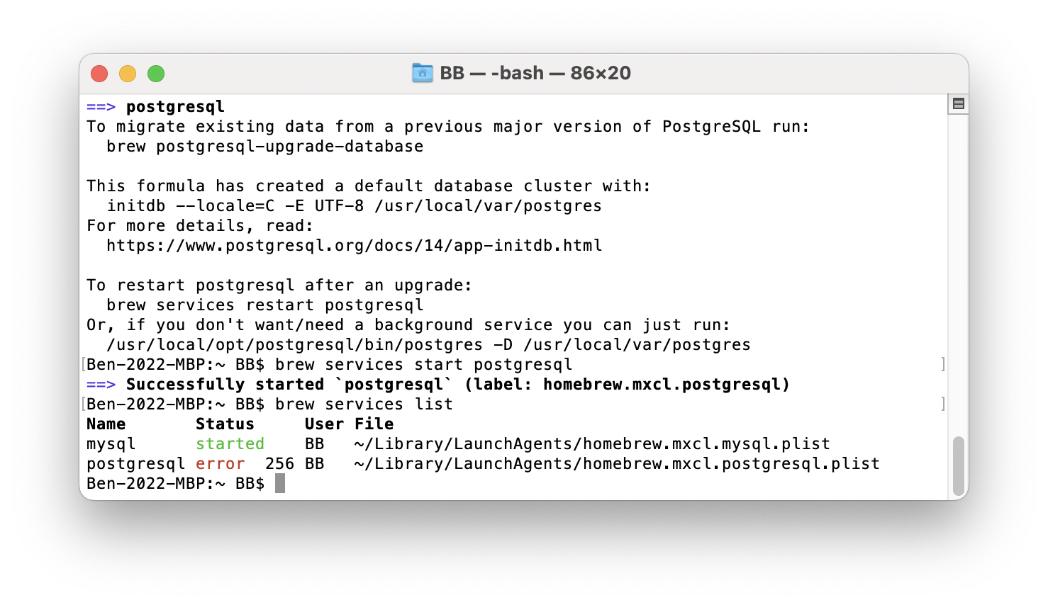 homebrew postgres 09
