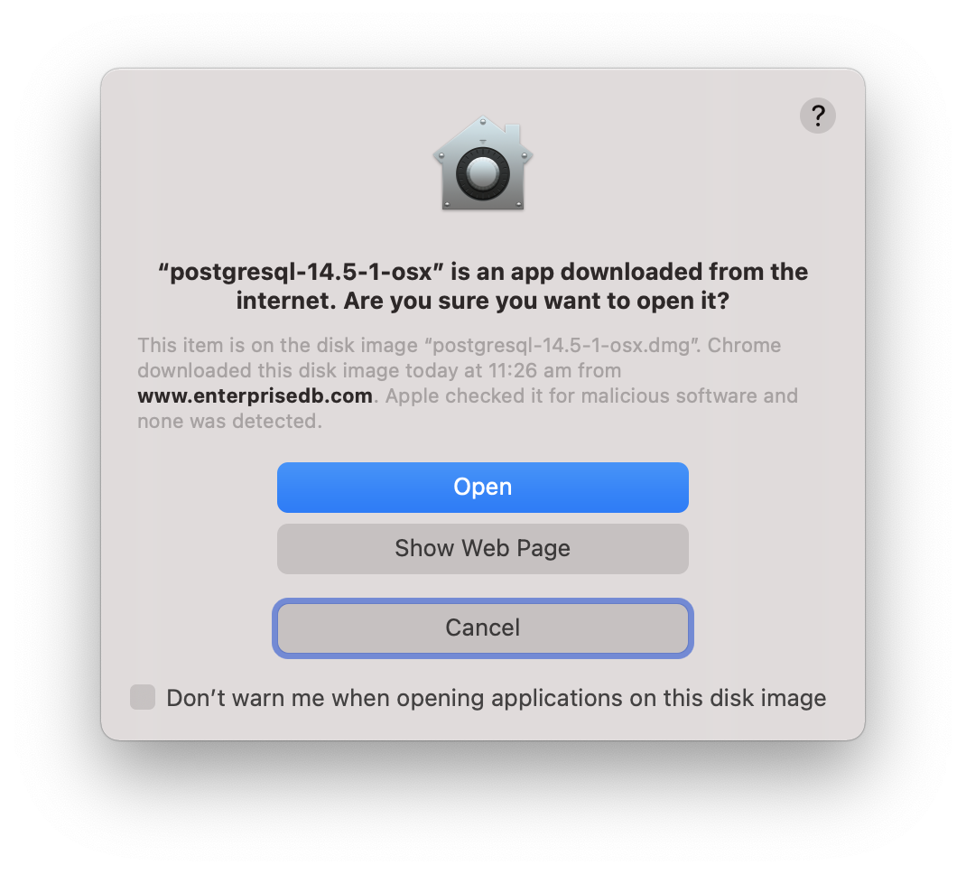 postgres downloaded warning