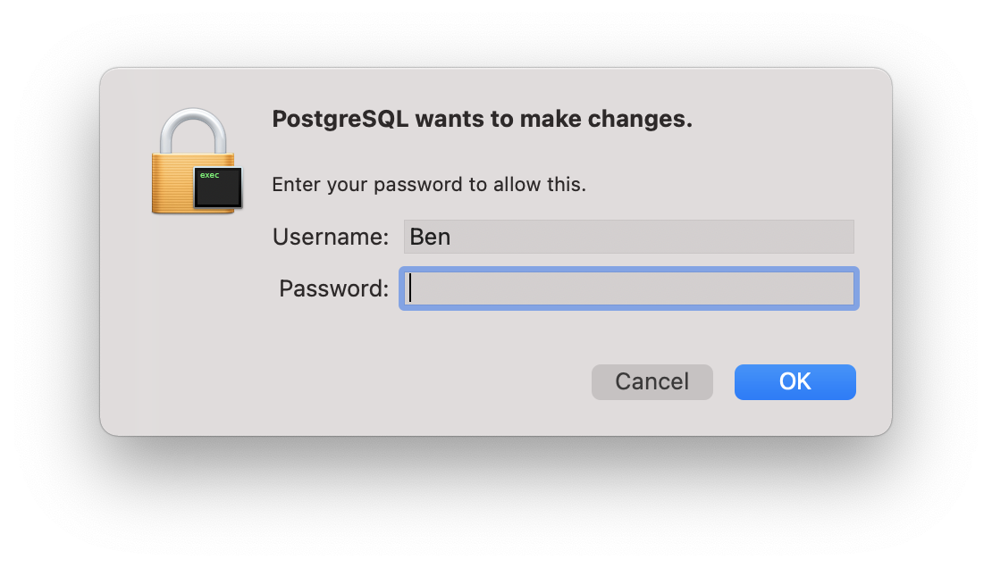 postgresql enter password