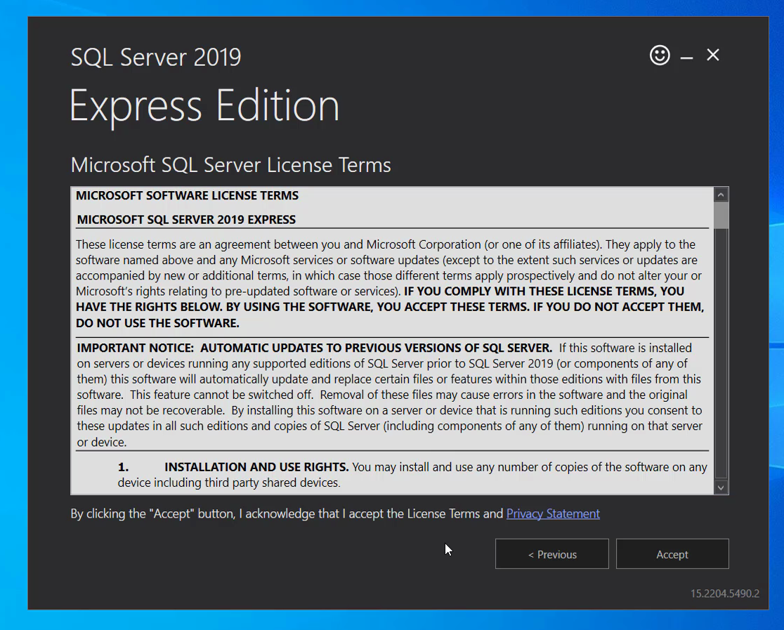 install sql server 07