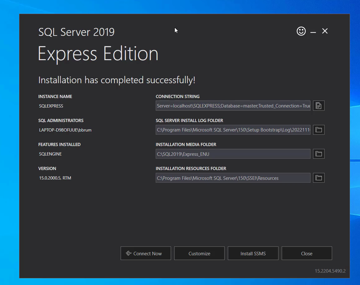 install sql server 10