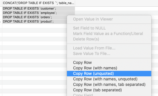 copy unquoted