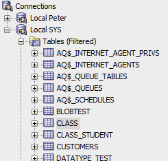 Class Table in Tree Explorer