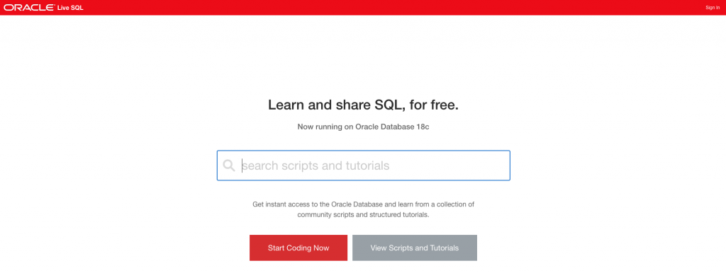 Oracle Live SQL