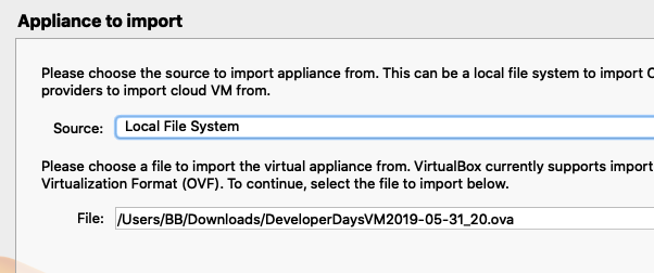 Import VirtualBox