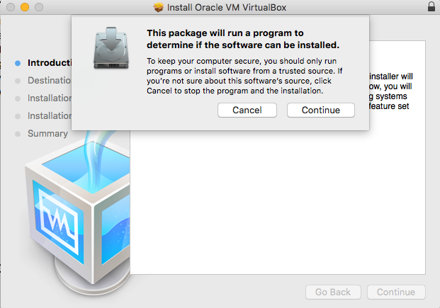 VirtualBox package confirmation