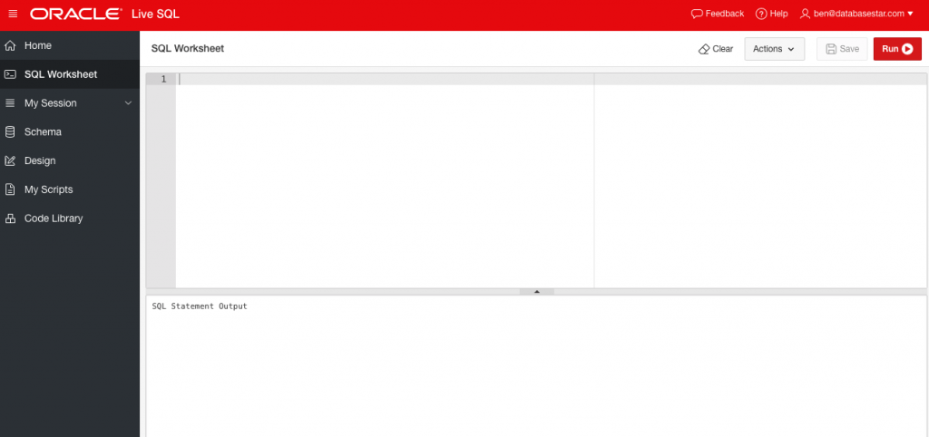 Oracle Live SQL Worksheet