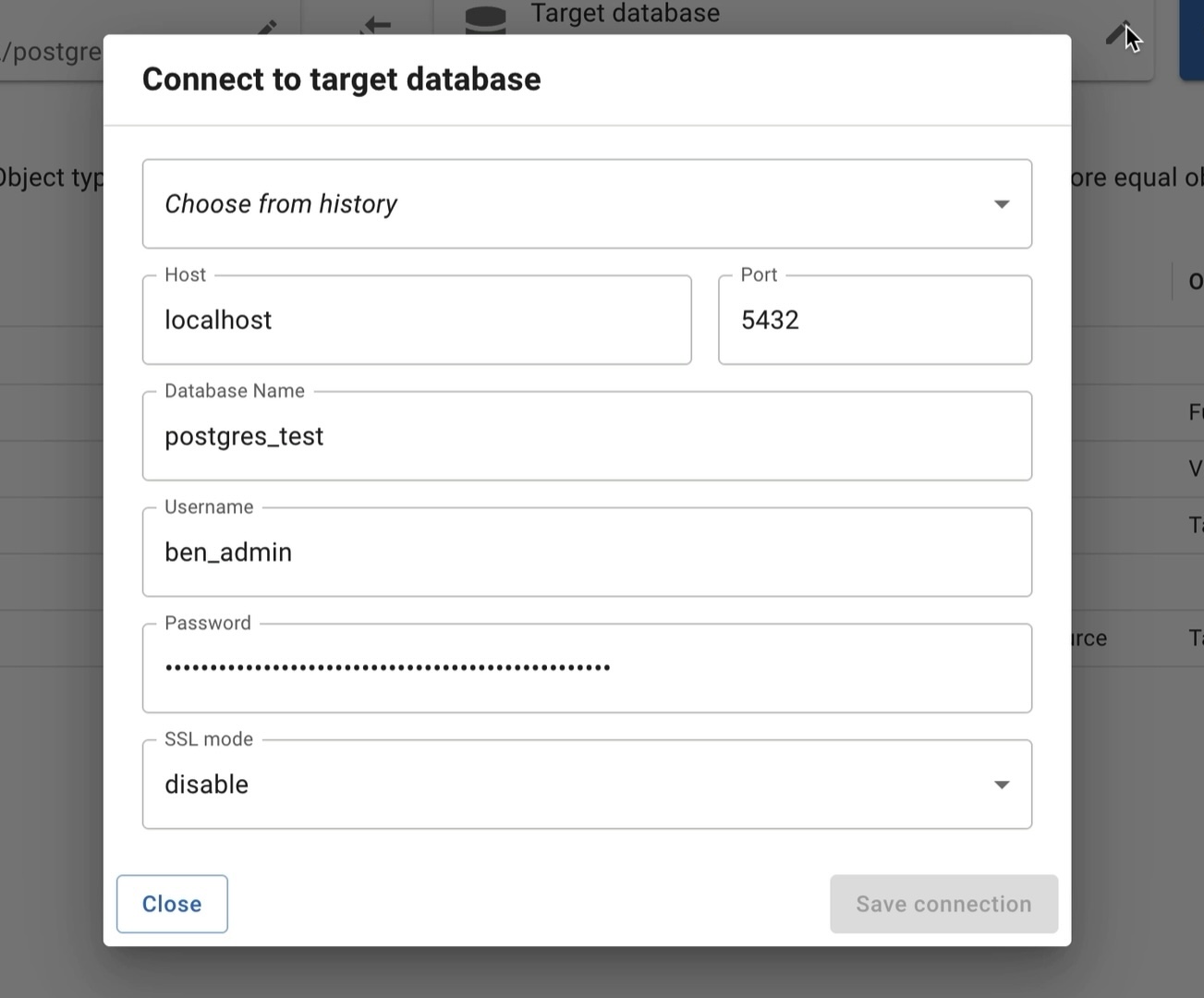 Target database