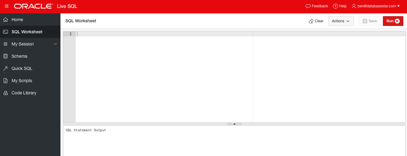 LiveSQL Worksheet