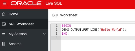 LiveSQL code
