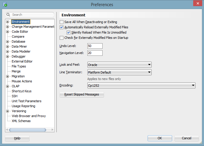SQL Developer Preferences