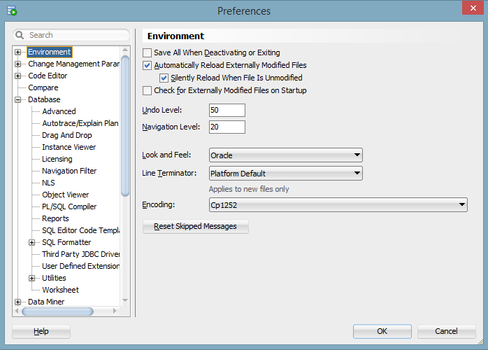 SQL Developer Preferences