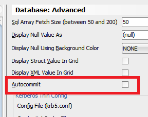 SQL Developer Preferences Autocommit