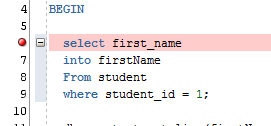 SQL Developer Breakpoint
