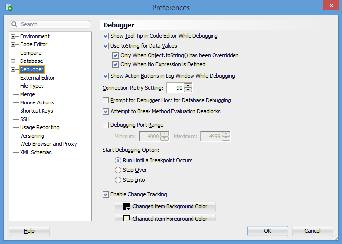 SQL Developer Debugger Settings