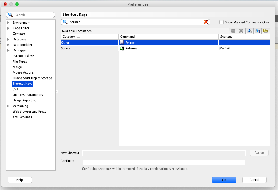 Format shortcut