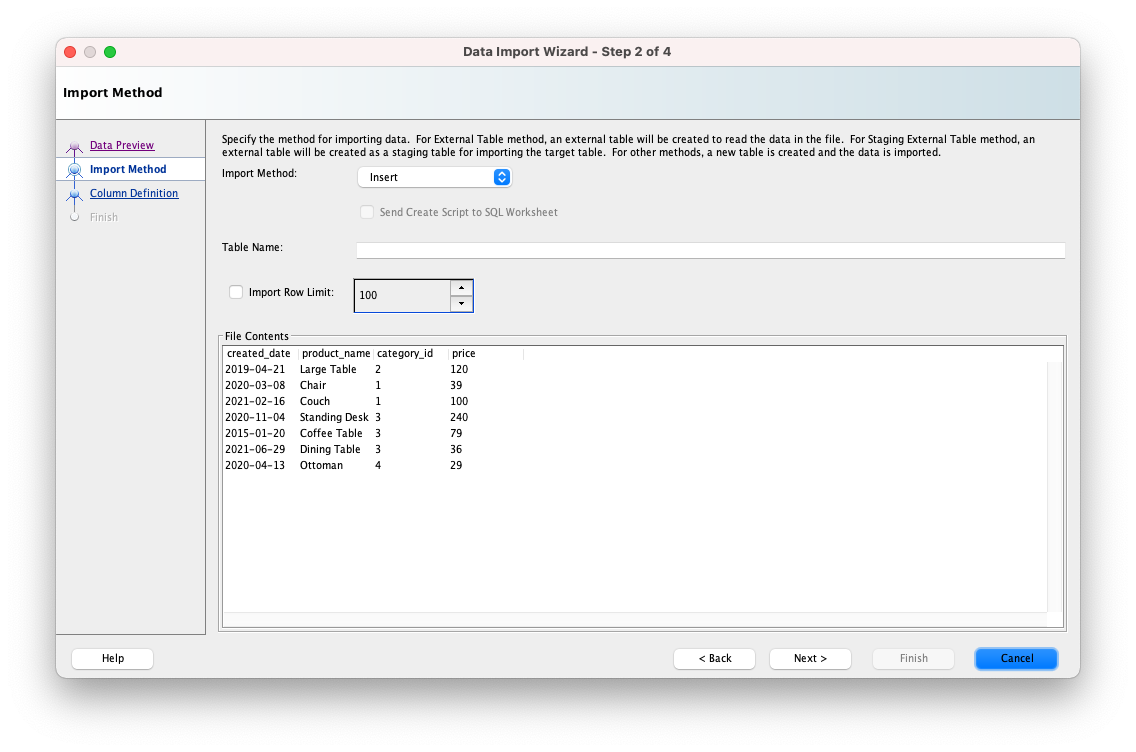 sql developer import 07