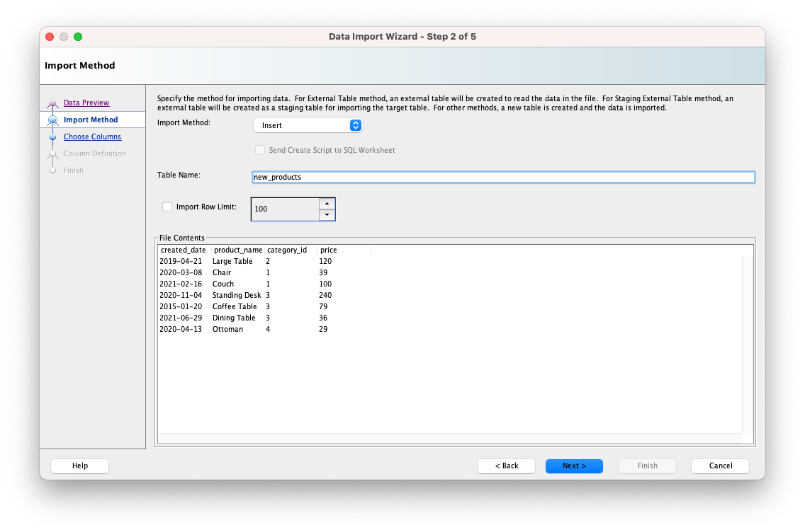 sql developer import 08