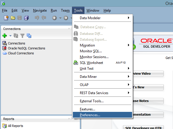 SQL Developer - Tools and Preferences