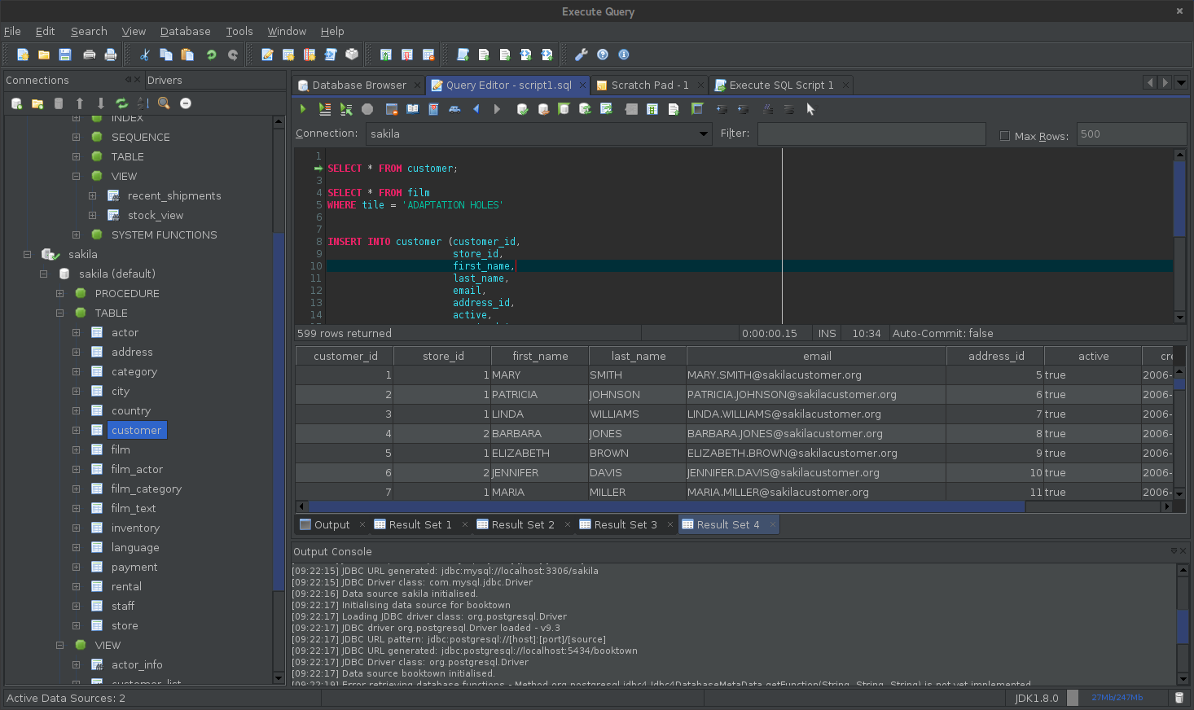 execute query