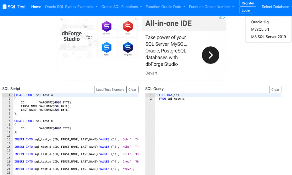 sql test