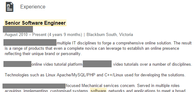 software engineer experience