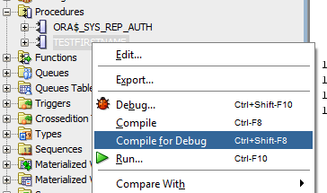 SQL Developer Compile for Debug