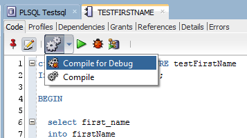 programista SQL kompiluje dla debugowania