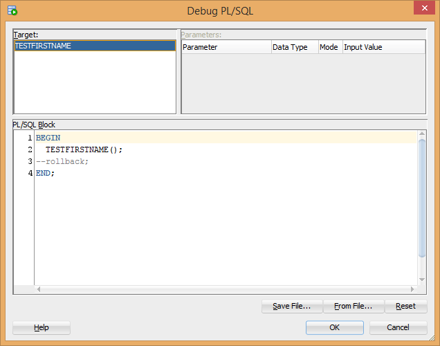 SQL Developer anonym PLSQL Block