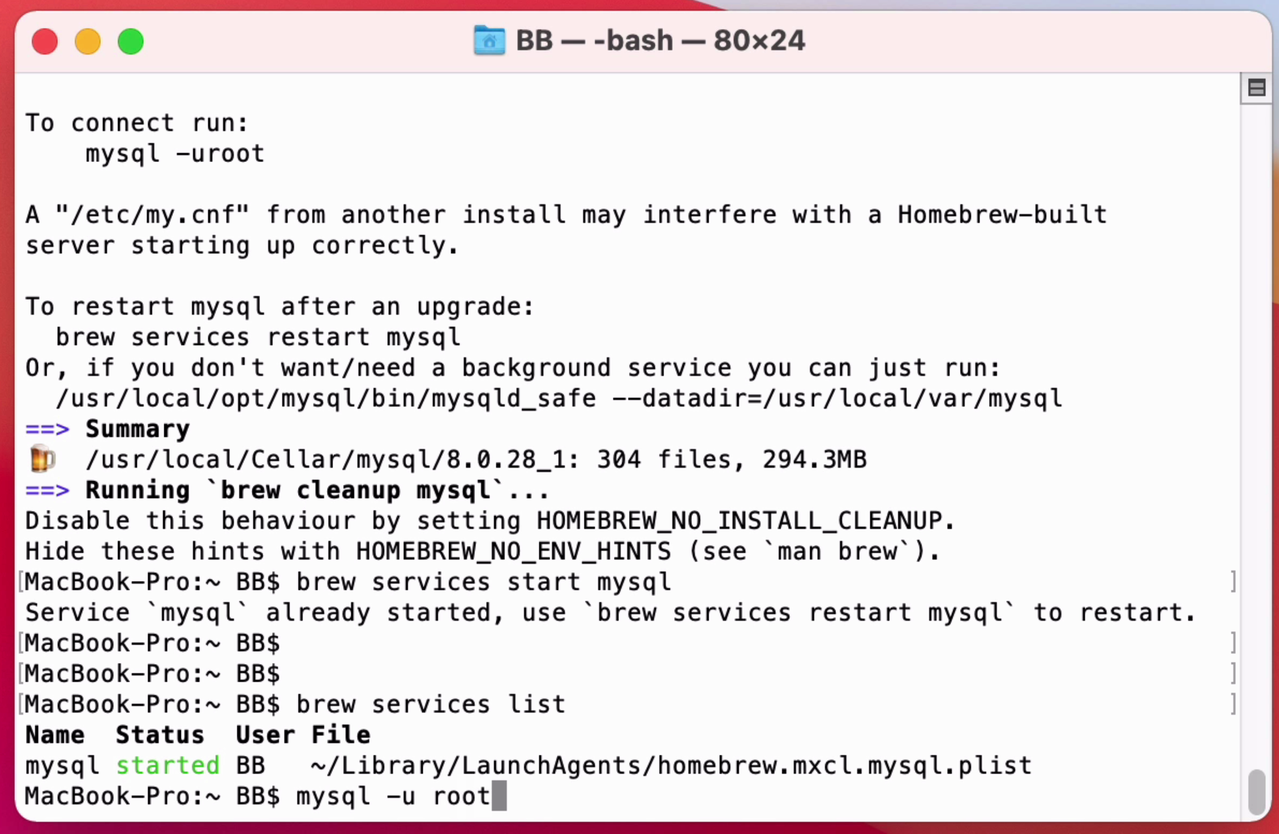 mysql homebrew 12